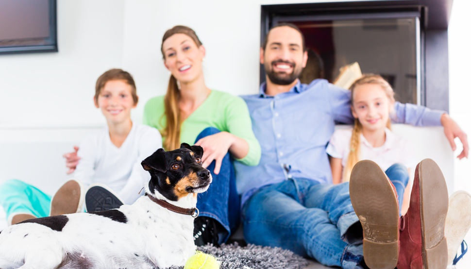 picture of a family on a couch